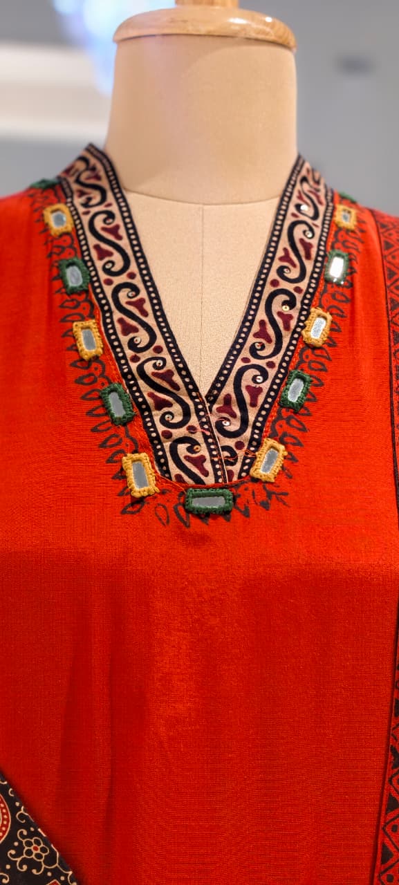 Dual Color Combination Ethnic Printed Full Suit Set With Dupatta- 15637