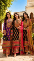Jaipuri Inspired Multicolor Elegance Flared Long Length Kurta With Loose Bottom & Dupatta- 15686