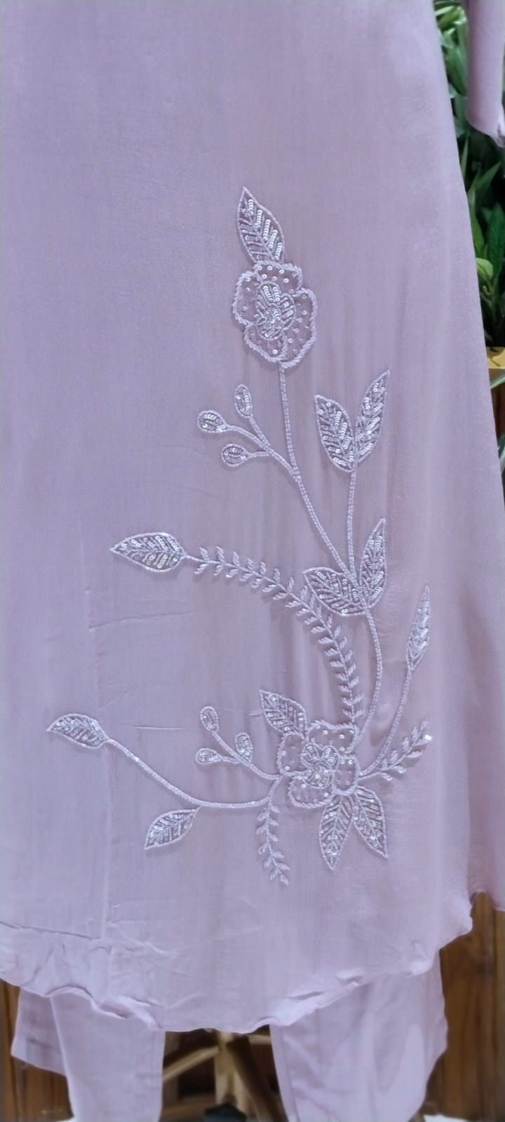 Vine & Floral Branch Intricate Cutdana Embroidered Full Suit Set With Dupatta- 15939