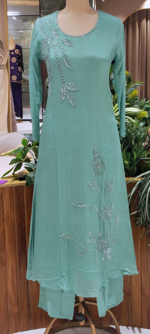 Vine & Floral Branch Intricate Cutdana Embroidered Full Suit Set With Dupatta- 15939