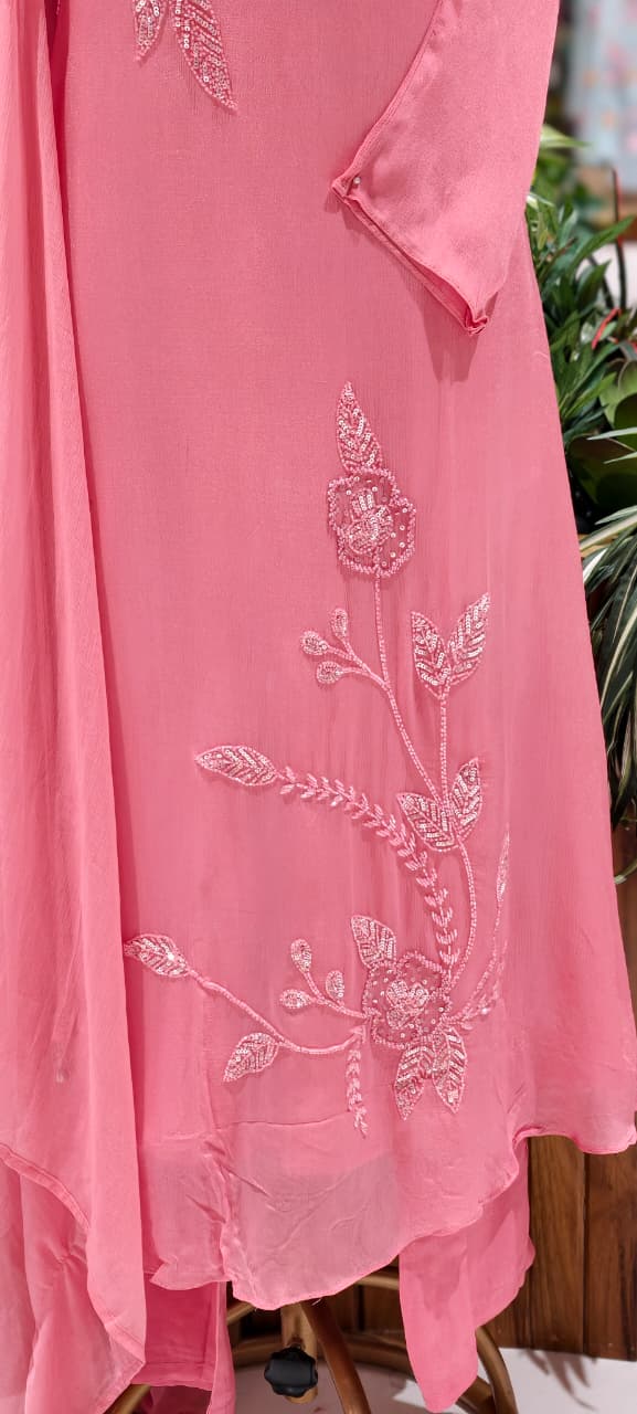 Vine & Floral Branch Intricate Cutdana Embroidered Full Suit Set With Dupatta- 15939