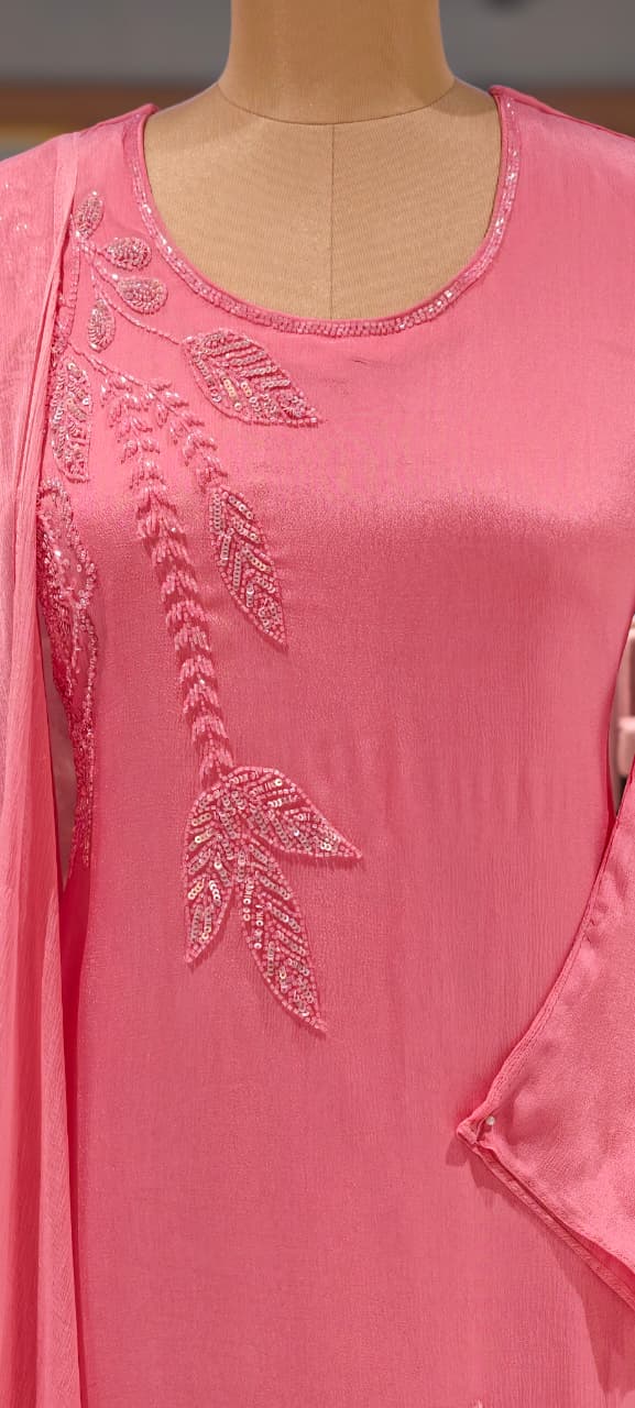 Vine & Floral Branch Intricate Cutdana Embroidered Full Suit Set With Dupatta- 15939
