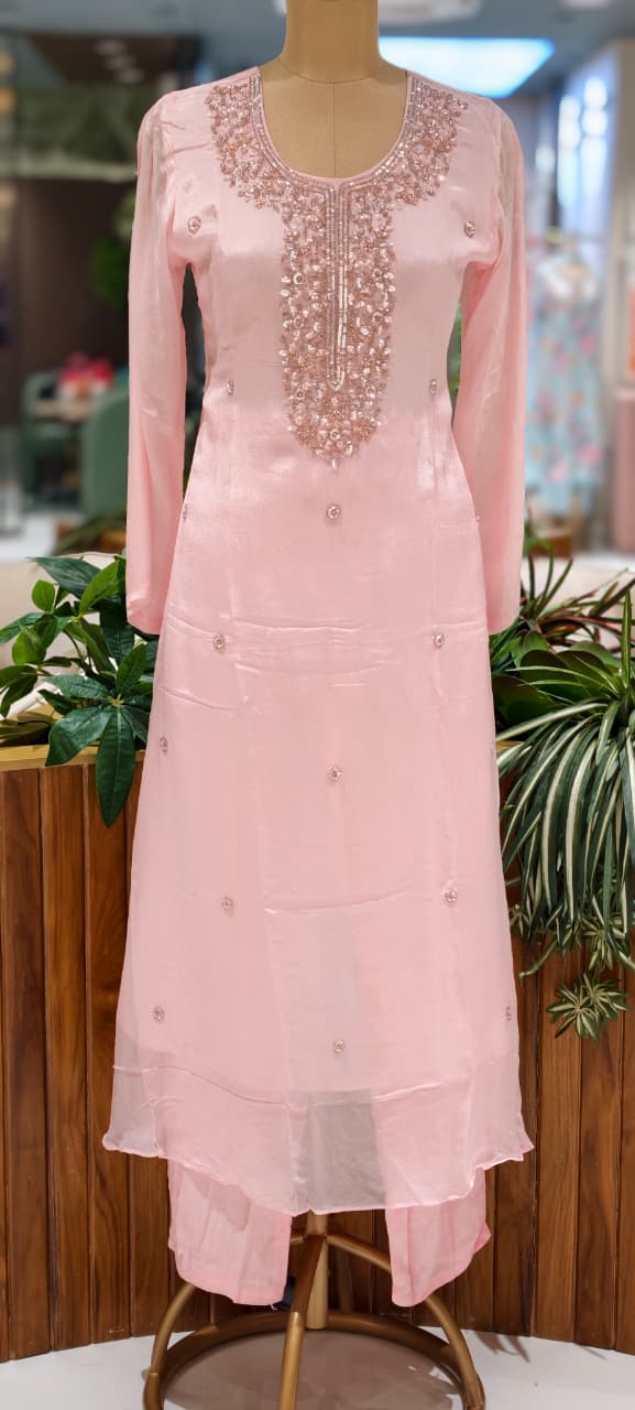 Premium Chinon Pastel Elegance Scattered Bootis & Cut-Dana Ensembelled Full Suit Set With Dupatta- 15502