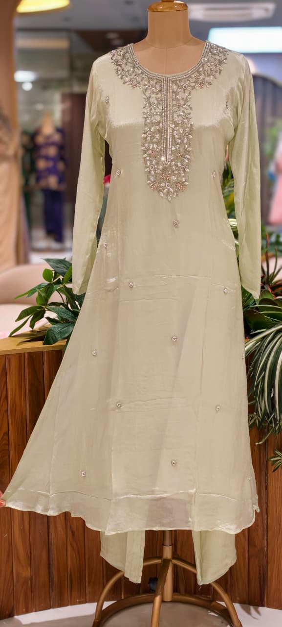 Premium Chinon Pastel Elegance Scattered Bootis & Cut-Dana Ensembelled Full Suit Set With Dupatta- 15502