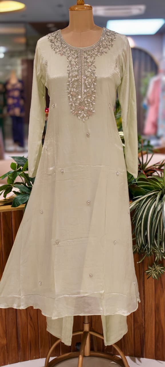 Premium Chinon Pastel Elegance Scattered Bootis & Cut-Dana Ensembelled Full Suit Set With Dupatta- 15502