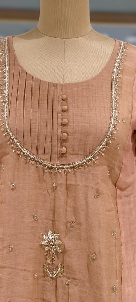 English Color Palette Suttle Work Beautiful A-Line Mul-Chanderi Full Suit Set With Dupatta-16220