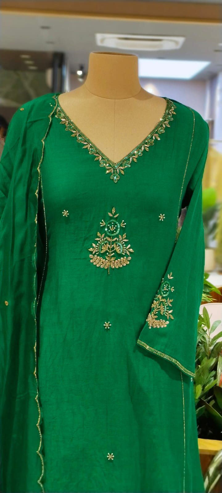 Solid Vibrant Color Palette Intricate Embroidery A-Line Mul-Chanderi Full Suit Set With Dupatta-16222
