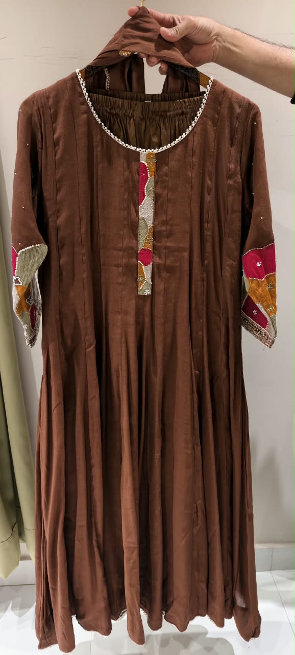 Vibrant Minimal Highlights Embroidered Banarasi Mul-Chanderi A-Line Full Suit Set With Dupatta- 16240