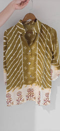 Bandhej Ombre Elegance Leheriya Print Casual Crepe Shirts- 16287