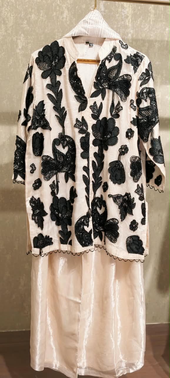 Luxurious Cut-Dana Ensemble Floral Patch Work Heavy Embroidered Party Wear Kurta With Flared Palazzo Bottom & Dupatta-