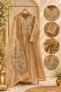Digital Floral Printed Boxed Yoke With Tiny Foil Tassels Tissue Full Suit Set With Dupatta- 16298