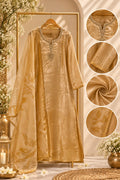 Kundan Look Embroidery Neckline Minimal Ombre Tone Tissue Full Suit Set With Dupatta- 16310