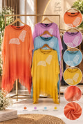 Cut-Dana Butterfly Elegant Embroidery Front Work Beautiful Shades Chinon Kaftan With Matching Inner & Bottom- 16333
