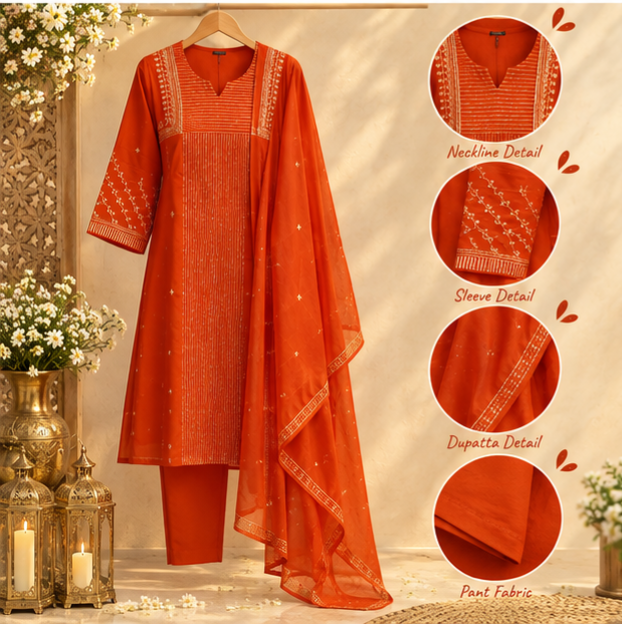 Banarasi Mul Chanderi Golden Striped Zardosi Embroidered A-Line Full Suit Set With Matching Dupatta- 15803(Dispatching after 15 Days)