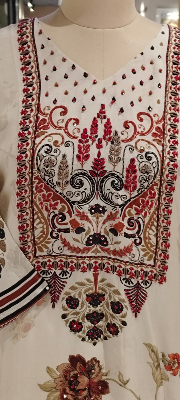 Royal Embroidery With Digital Printed Russian Silk Ful  Suit Set With Dupatta- 16089