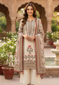 Placement Floral Print Mirror Touch Lawn Style Russian Silk Full Suit Set With Dupatta- 16084