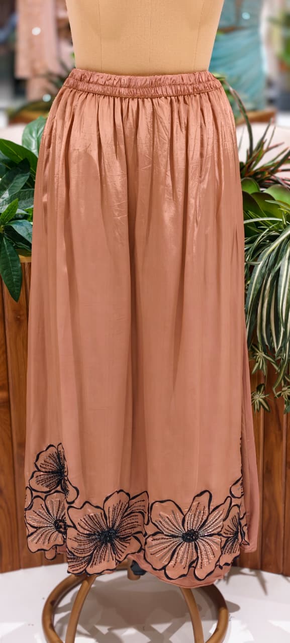 3D Floral Patch Cut Work Solid Sleeveless Kurta With Skirt Bottom Set In Organza Fabric- 14081 W51