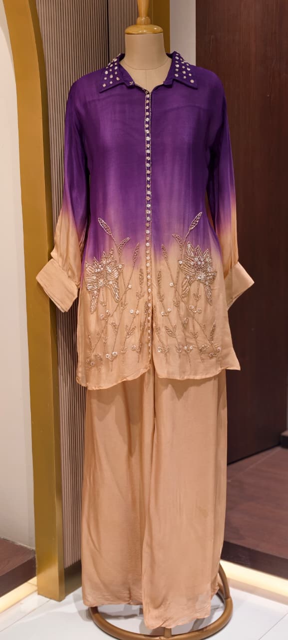 Mystic Bloom Shaded Tunic & Palazzo Co-Ord Set-14245 W99