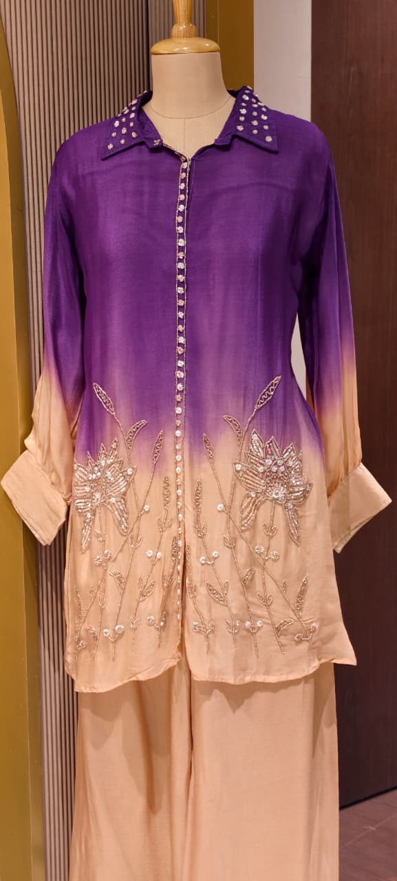 Mystic Bloom Shaded Tunic & Palazzo Co-Ord Set-14245 W99