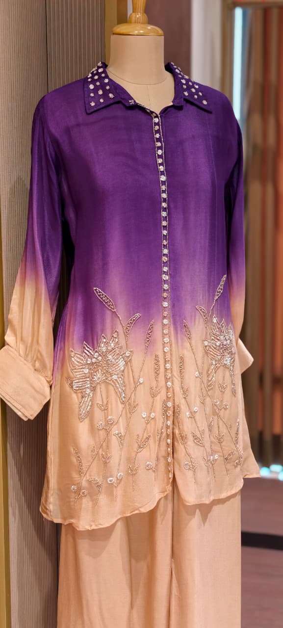 Mystic Bloom Shaded Tunic & Palazzo Co-Ord Set-14245 W99
