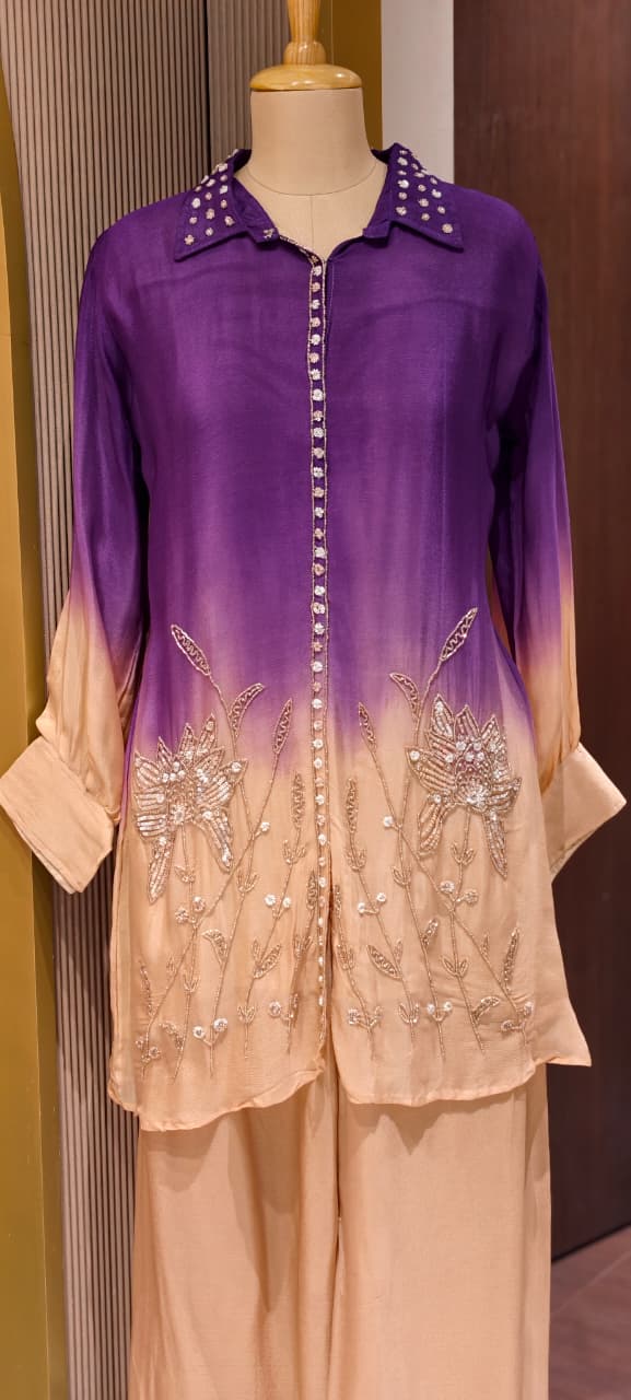 Mystic Bloom Shaded Tunic & Palazzo Co-Ord Set-14245 W99