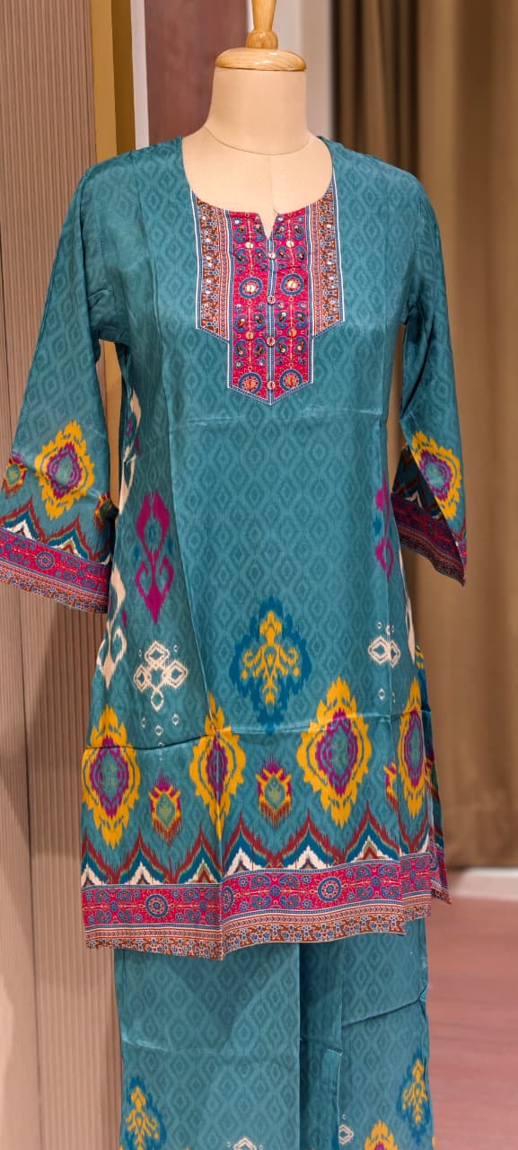 Multi Prints Premium Muslin Vibrant Casual Wear Co-Ord Sets- 14516 W154