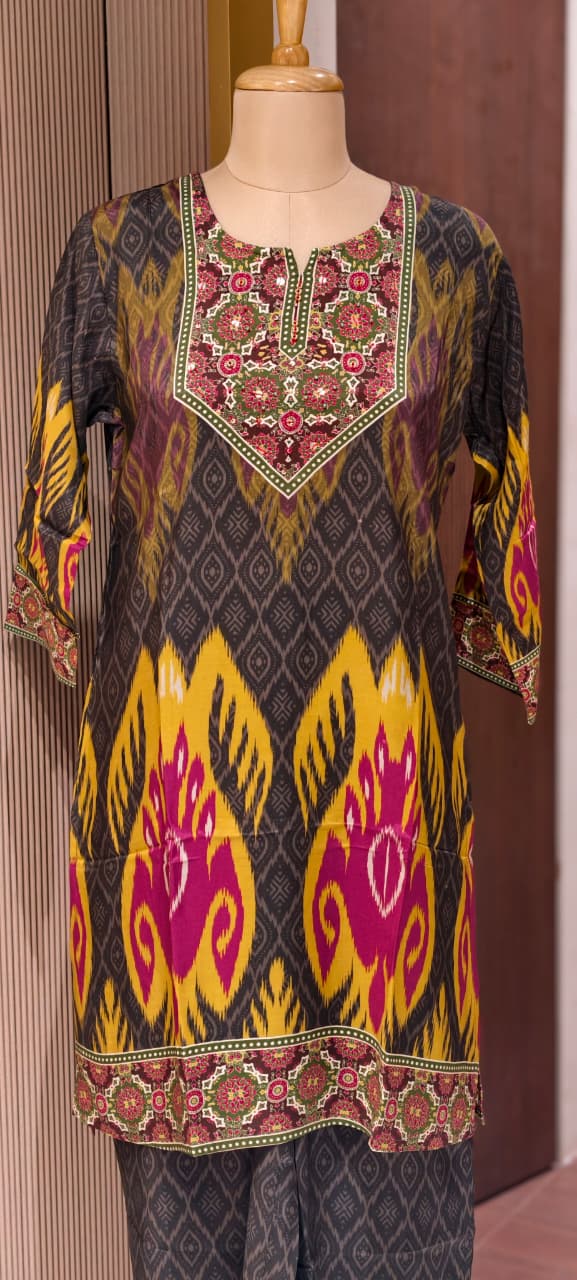 Multi Prints Premium Muslin Vibrant Casual Wear Co-Ord Sets- 14516 W154
