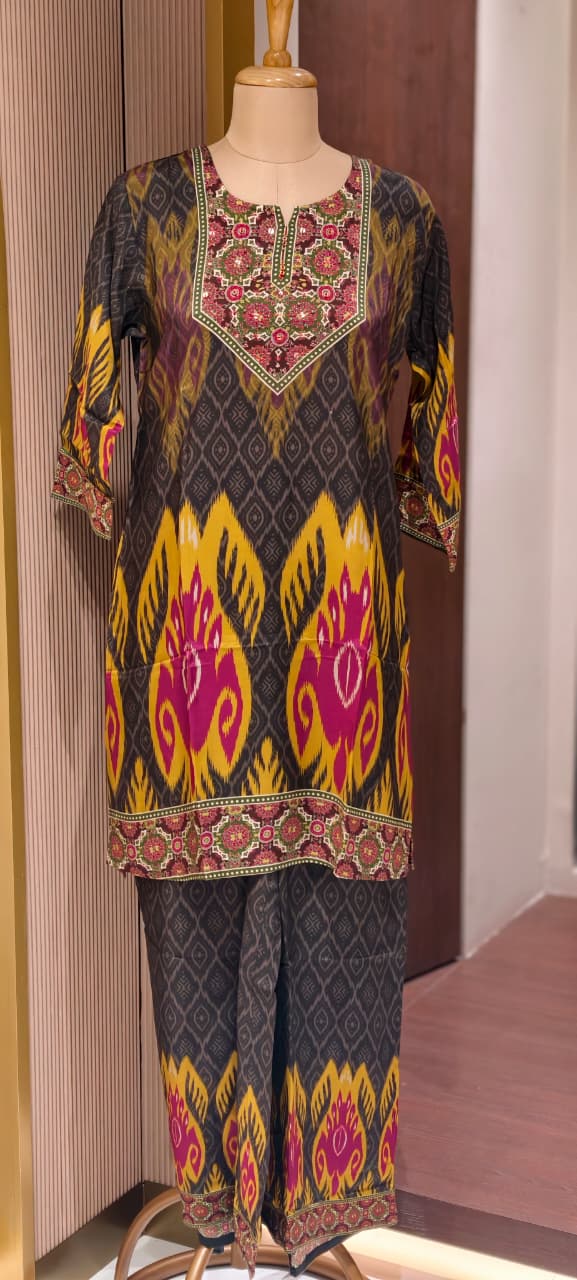 Multi Prints Premium Muslin Vibrant Casual Wear Co-Ord Sets- 14516 W154