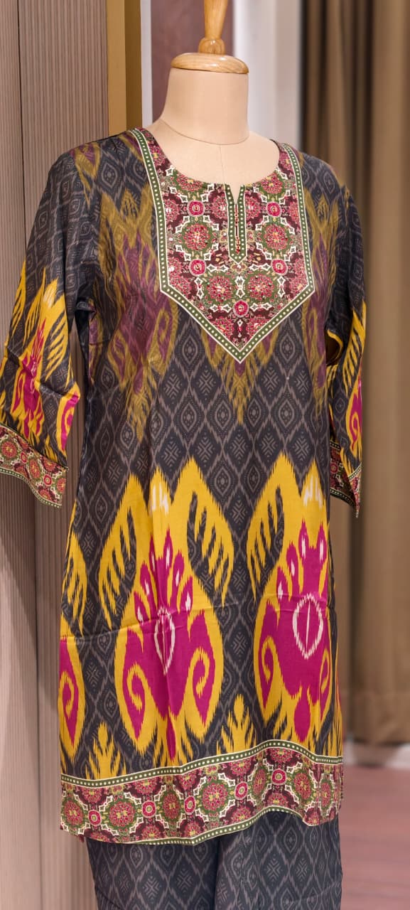 Multi Prints Premium Muslin Vibrant Casual Wear Co-Ord Sets- 14516 W154