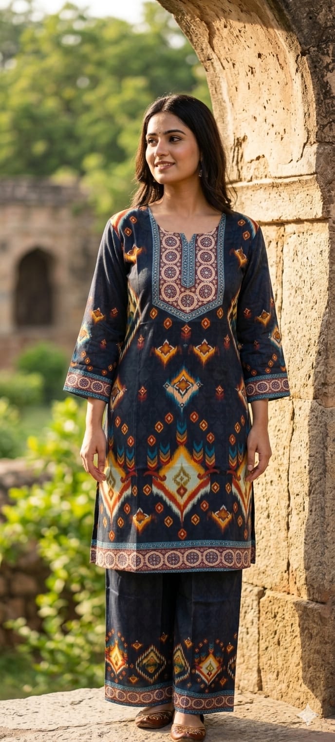 Multi Prints Premium Muslin Vibrant Casual Wear Co-Ord Sets- 14516 W154
