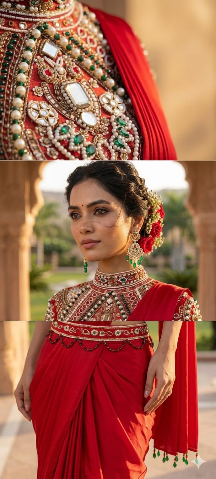 Elegant Pre-Draped Partywear Luxury Hand-Embroidered Designer Saree with Heavy Stone & Zardosi Work Blouse- 14525 W162