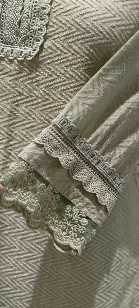 Elegant Straight Graceful Cotton Full Suit Set with Printed Dupatta & Lace Detailing- 14833