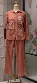 Contemporary Collared Chic Floral Patchwork Cotton Co-Ord Set- 14684