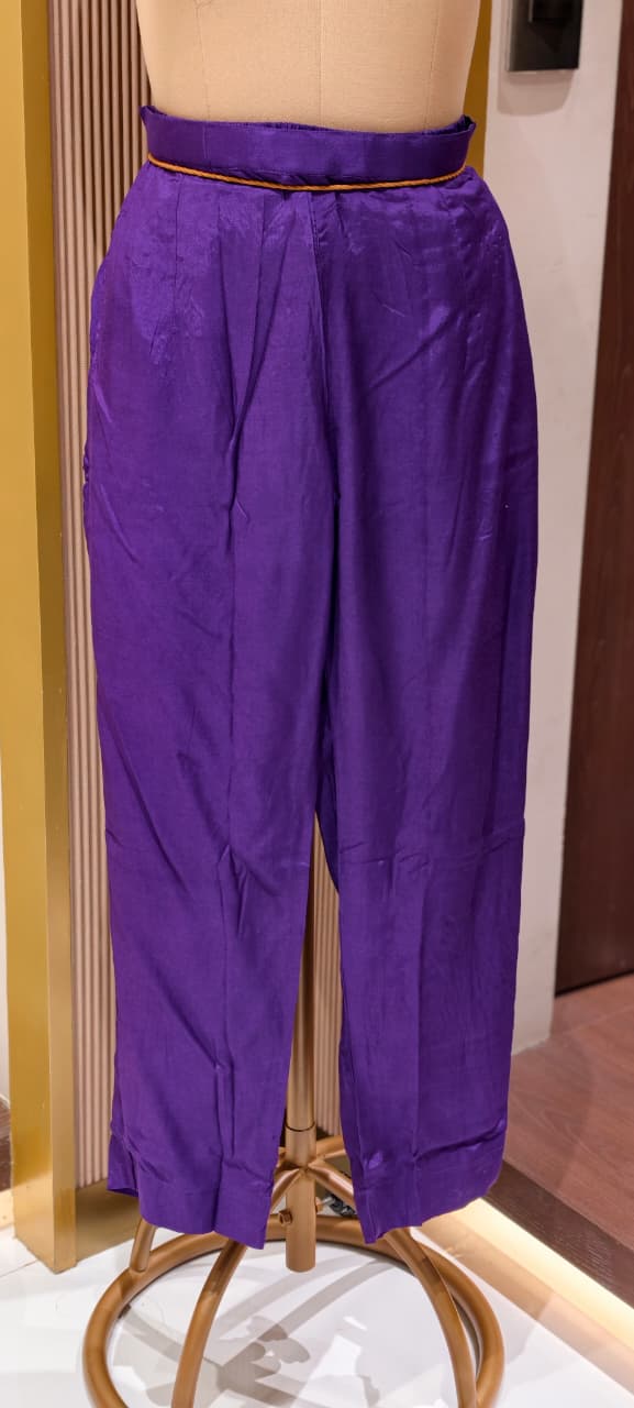 Royal Violet Ethnic Full Suit Set With Dupatta Featuring Hand-Crafted Patchwork Motifs-LEAN FIT(ADVISIBLE NEXT SIZE)