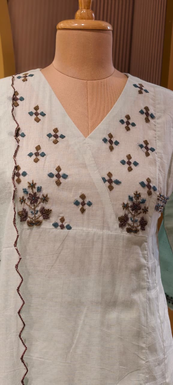 Premium Mul Cotton Embroidered Kurta Set with Dupatta- 14893