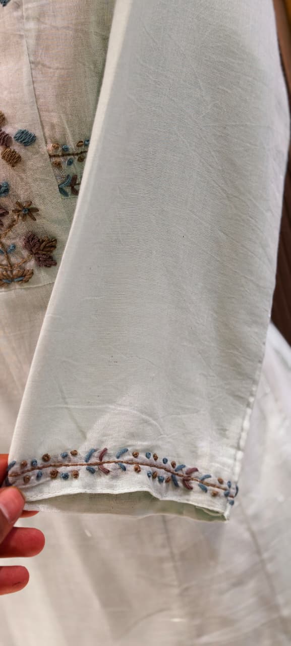 Premium Mul Cotton Embroidered Kurta Set with Dupatta- 14893