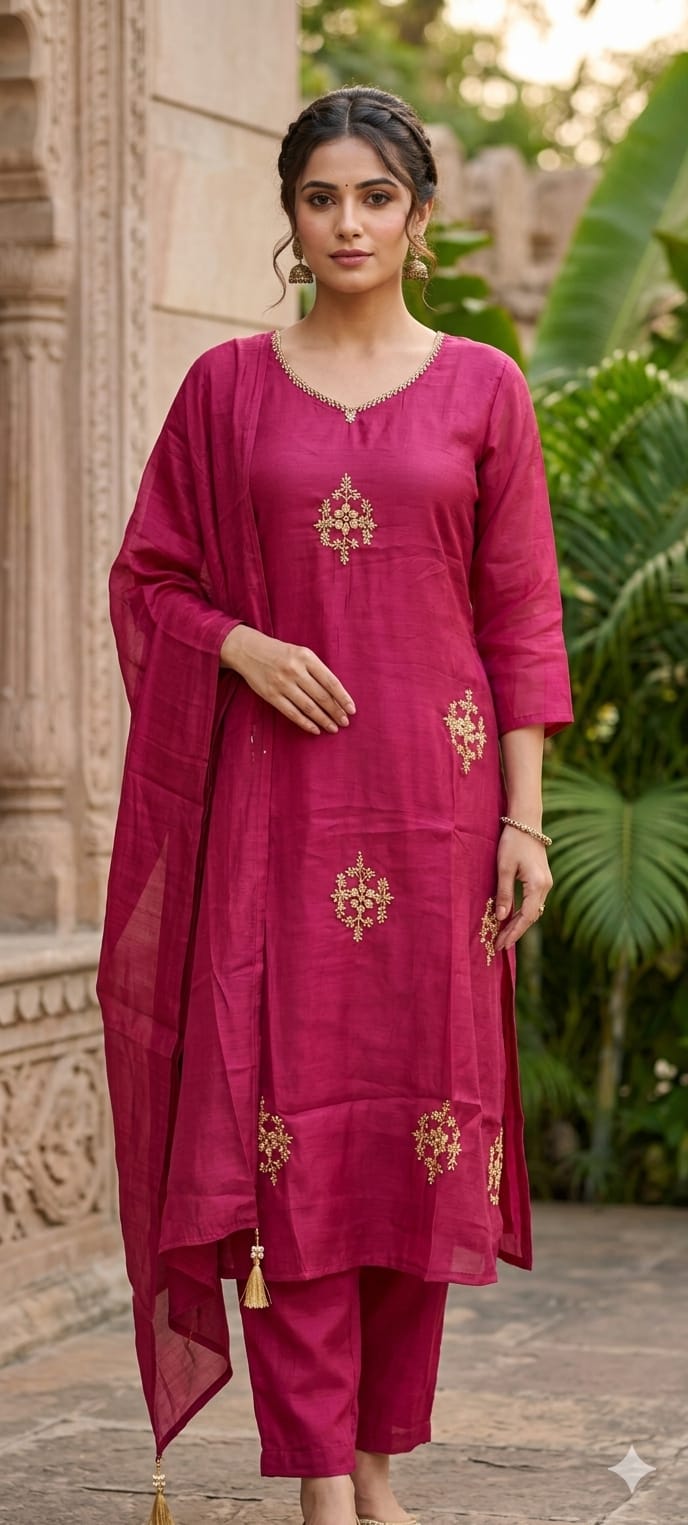 Aline Surat Mulchanderi Premium Embroidered Full Suit Set-15158