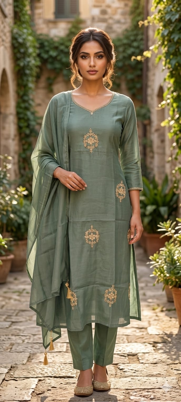 Aline Surat Mulchanderi Premium Embroidered Full Suit Set-15158