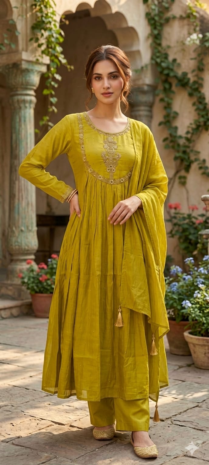 Festive Wear Surat Mulchanderi Full Suit with Handwork-15159