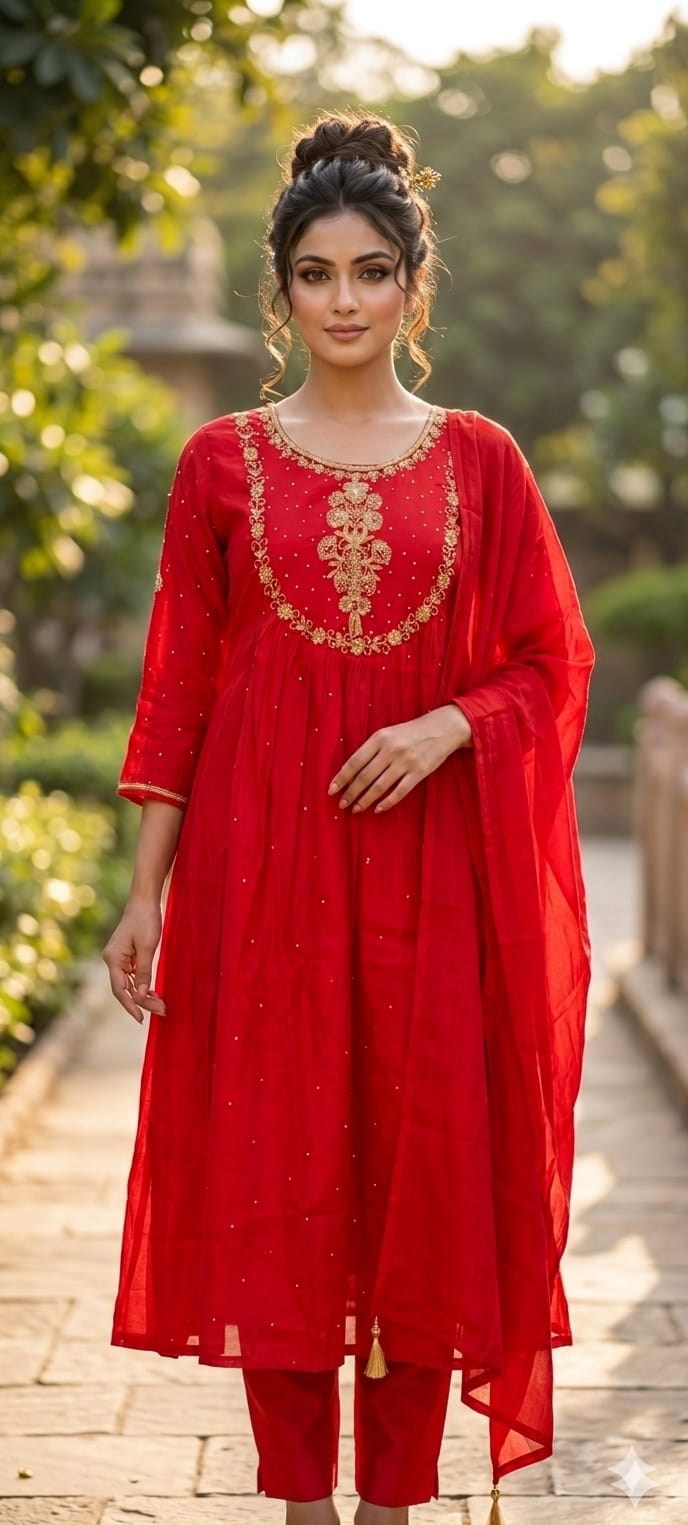 Festive Wear Surat Mulchanderi Full Suit with Handwork-15159