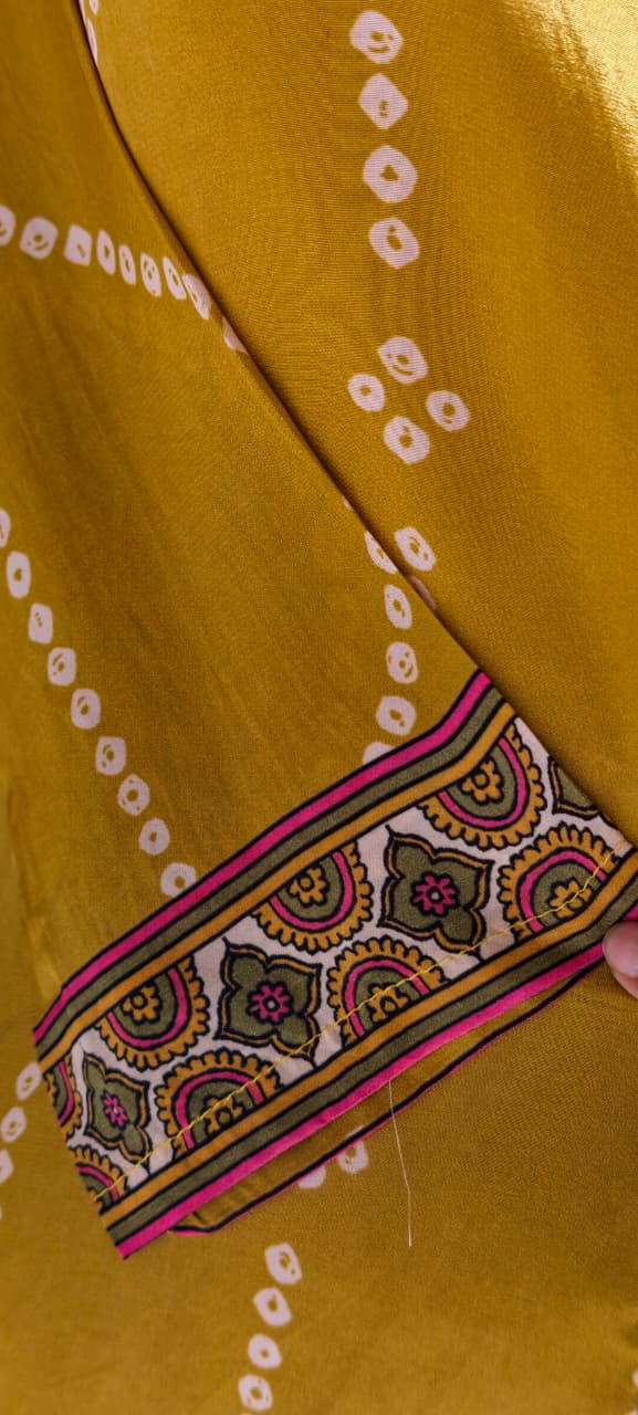 Women's Premium Mustard Bandhani Printed Soft Crepe Casual Shirt Top-15114