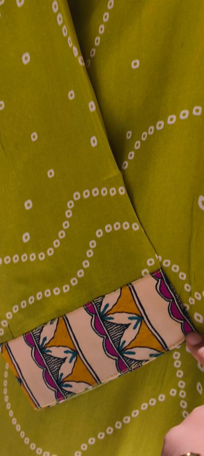 Women's Premium Olive Green & Maroon Bandhani Printed Soft Crepe Casual Shirt Top-