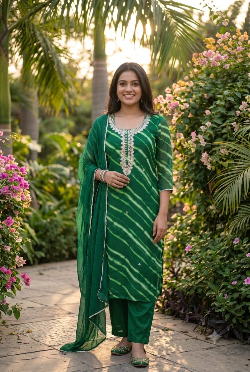 Gotta Touch Traditional Leheriya Pur Soft Georgette Full Suit Set With Dupatta- 15165
