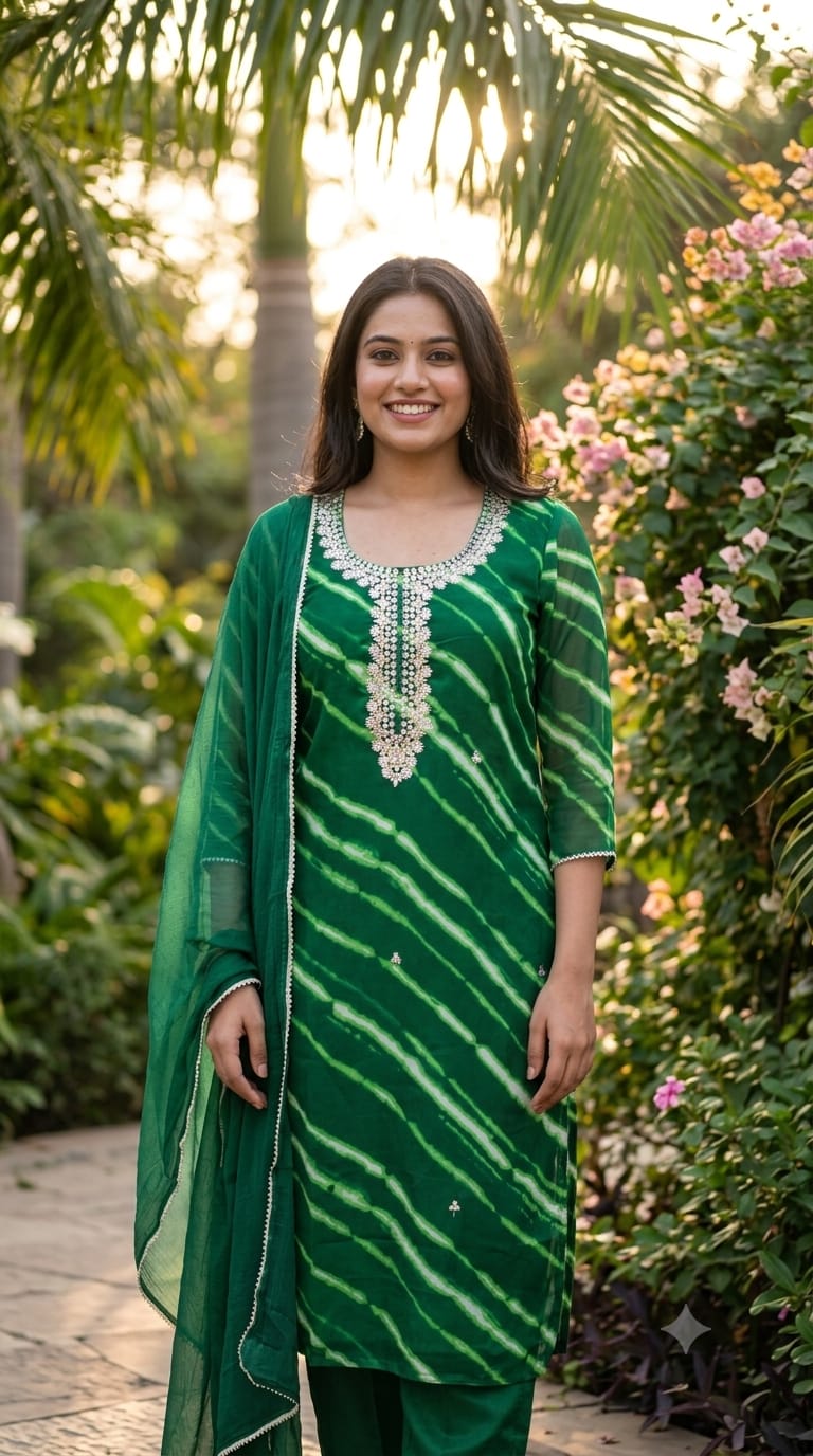 Gotta Touch Traditional Leheriya Pur Soft Georgette Full Suit Set With Dupatta- 15165