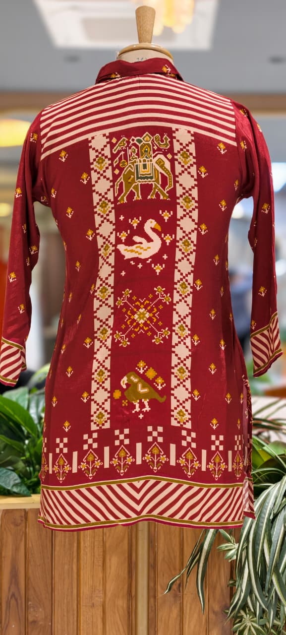 Vibrant Striped Abstract Print Causal Wear Crepe Shirt- 15323