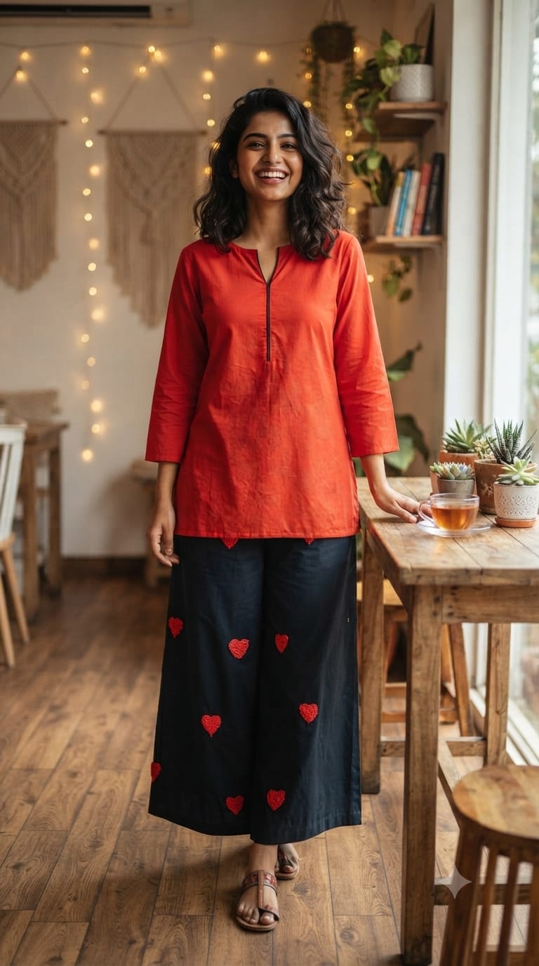 Minimal Prints Dual Tone Solid Co-Ord Set In Cotton Fabric- 15120