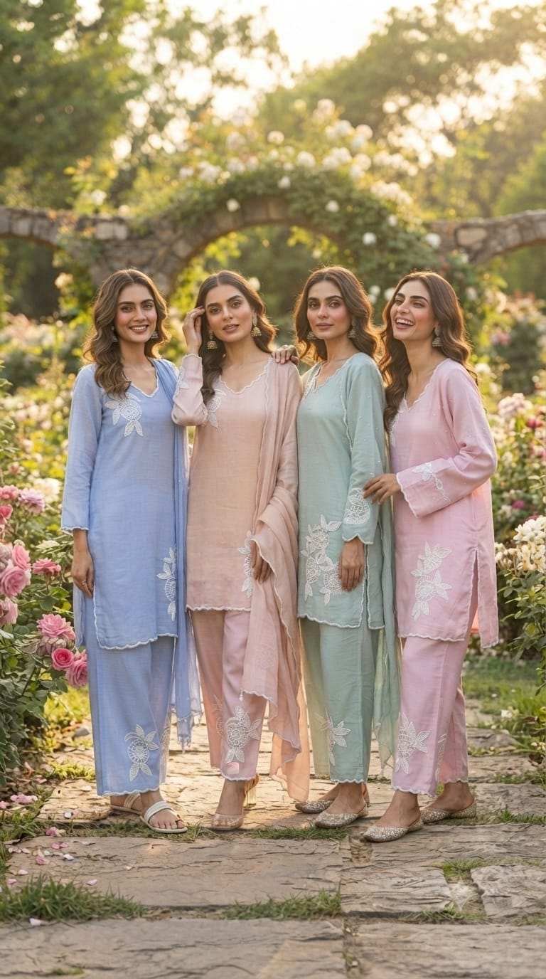 Elegant Tiny Cut-Dana Embellished Banarasi Mul Chanderi Full Suit Set With Dupatta