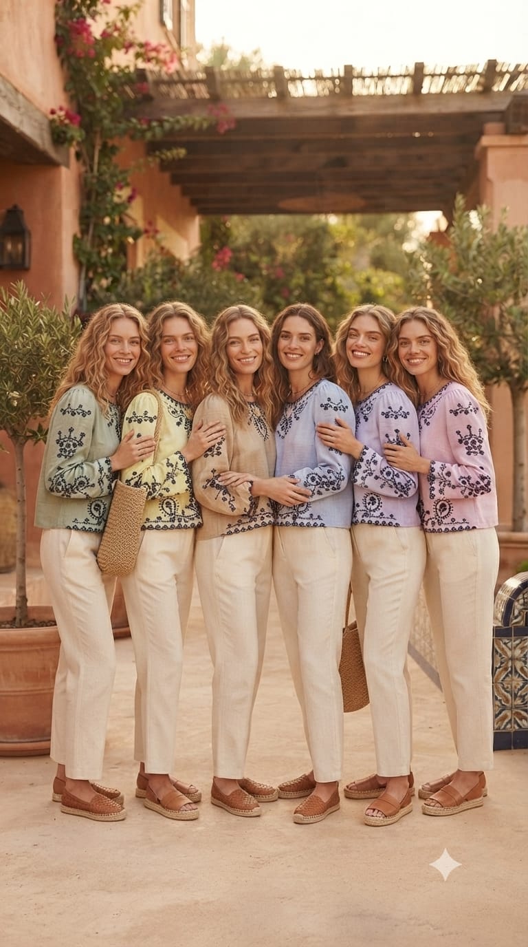 Tiny Bud Embroidery Chinese Style Casual Western Top- 15145