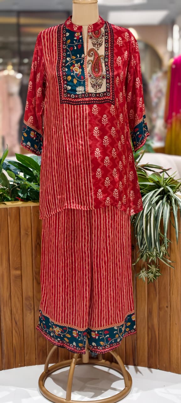 Colorful Multiprints Flowy Crepe Light Weight Casual Co-Ord Set- 15473