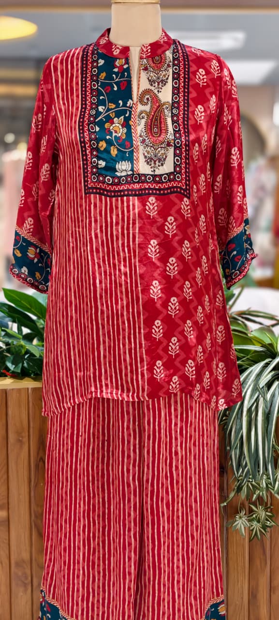 Colorful Multiprints Flowy Crepe Light Weight Casual Co-Ord Set- 15473
